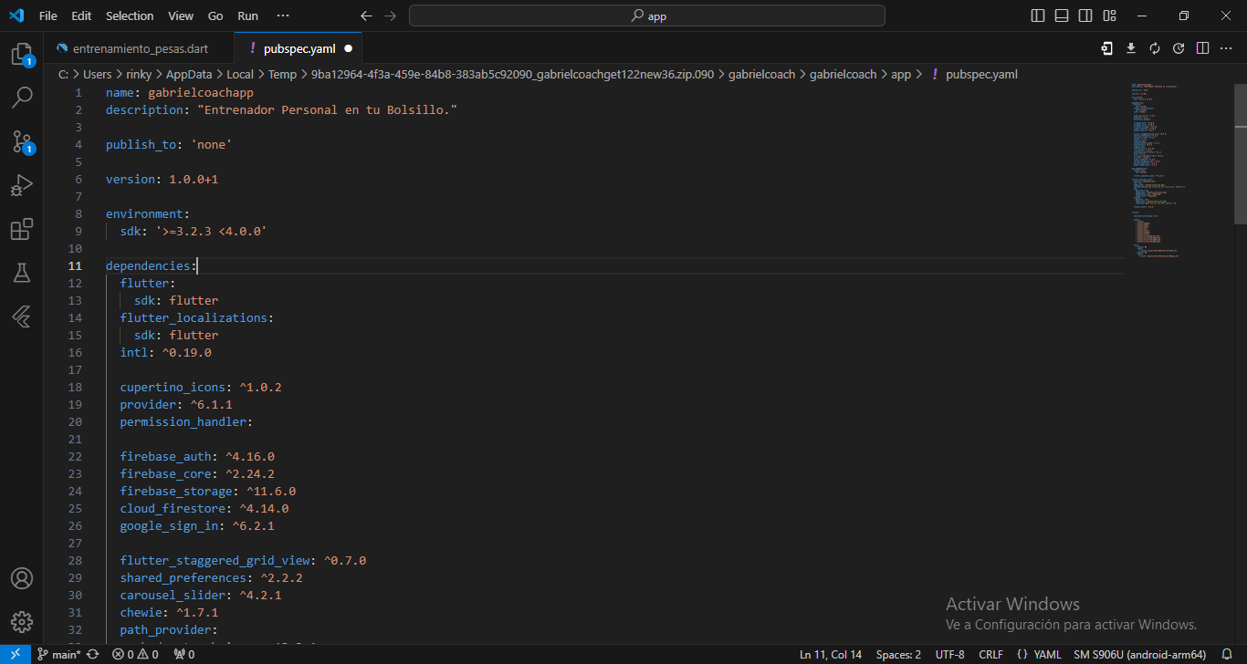 Ejemplo de pubspec.yaml